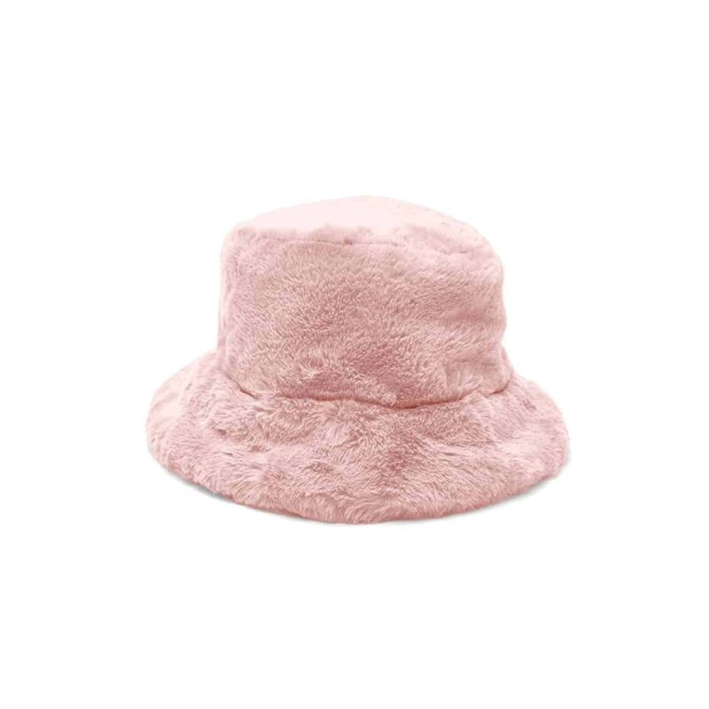 Yucka fluffy bucket hat faux fur roze